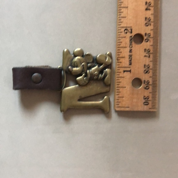 Disney “M” charm/ key ring brass color with brown leather loop. - Picture 8 of 8